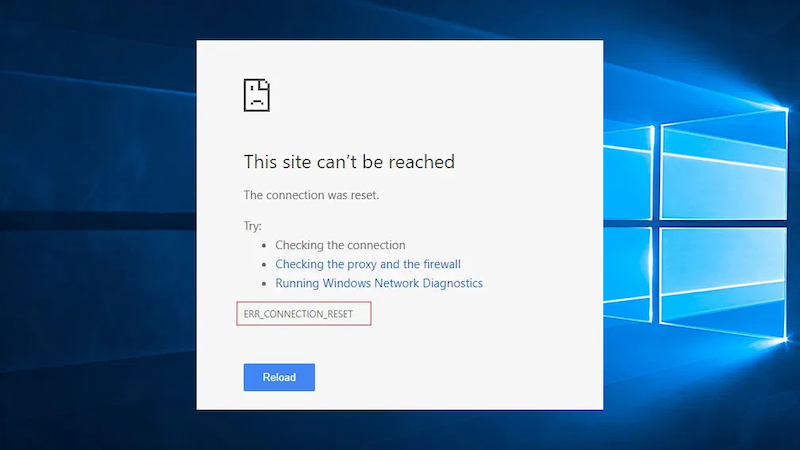 ERR_CONNECTION_RESET в Windows 10/11