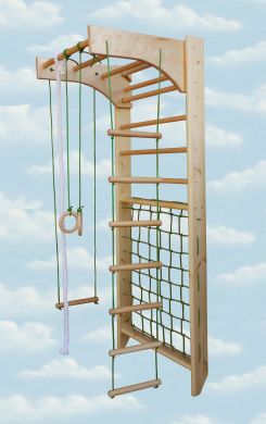 Спортивний куточок Kindersport &laquo;Ростишка&raquo; з турником &laquo;Комбі&raquo; середній (сосна) фото товару