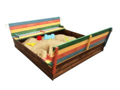 Песочница детская Babygrai Домовичек деревянная с крышкой 2000х2000 купить недорого